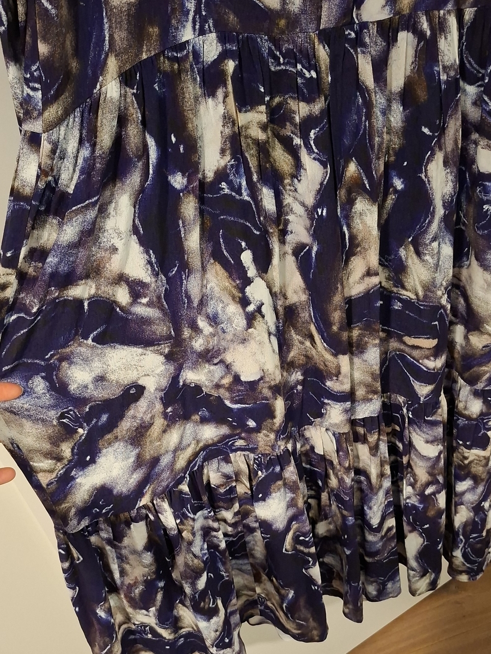 Wilfred Boho Purple Tie-dye/Marble-print "Barossa" Tiered Maxi Dress (US S) - Picture 5 of 9